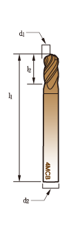 切削刀具-四刃圆头铣刀