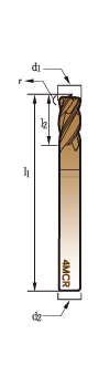 切削刀具-四刃圆鼻角立铣刀