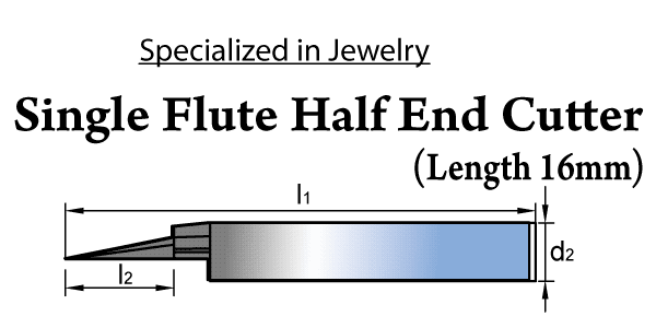 珠宝专用切削刀具-全长16单刃半边铣刀