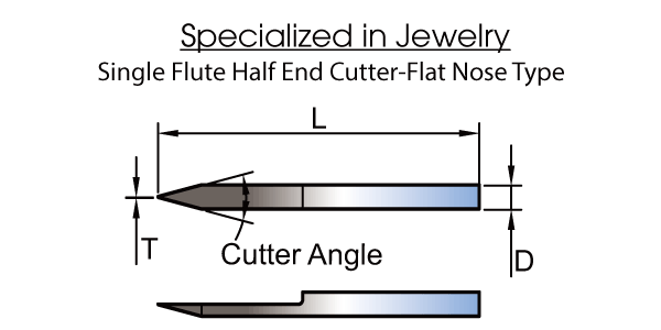 珠宝专用切削刀具-单刃半边刀-平刀尖