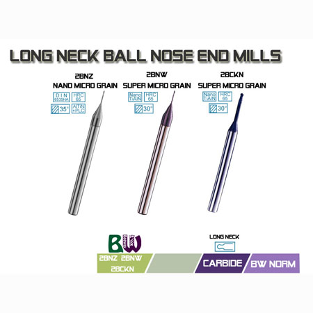 longueur end mills - 2BNZ, 2BNW, 2BCKN