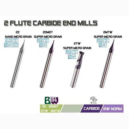 Carbide Cuối Mills - 2Z, 2DMOT, 2TW, 2MTW